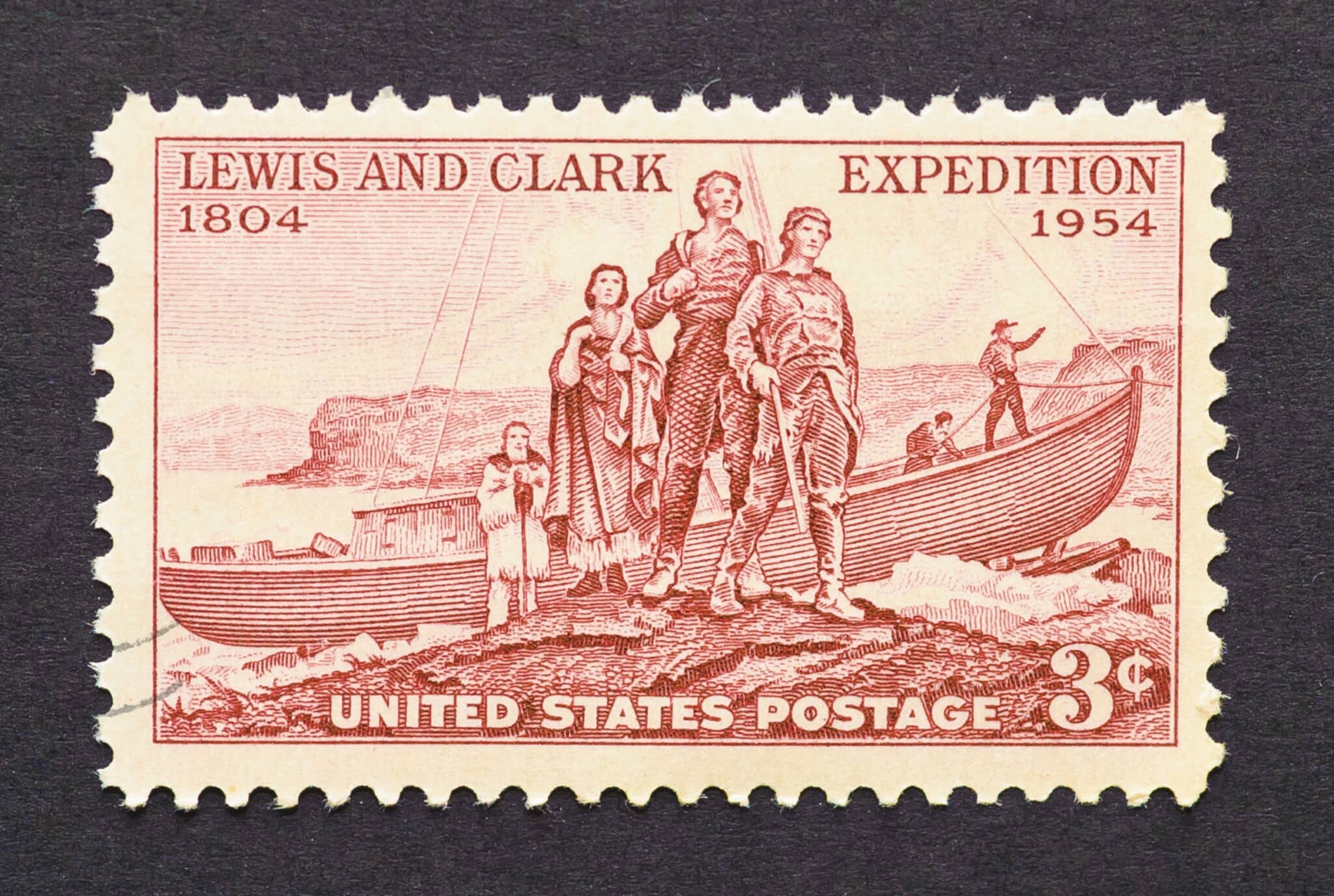 United,States,-,Circa,1954:,A,Postage,Stamp,Printed,In Meriwether Lewis Uses Chokecherry