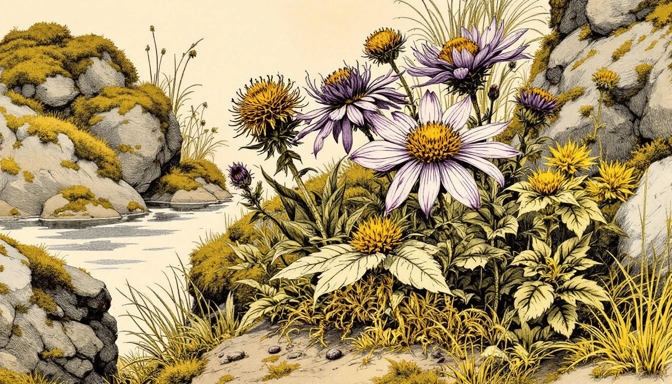 A historical representation of traditional uses of echinacea by Native Americans.