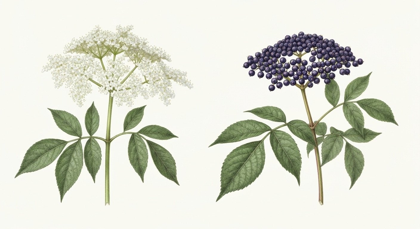 Elderberry.Botanical Elderberry Identification