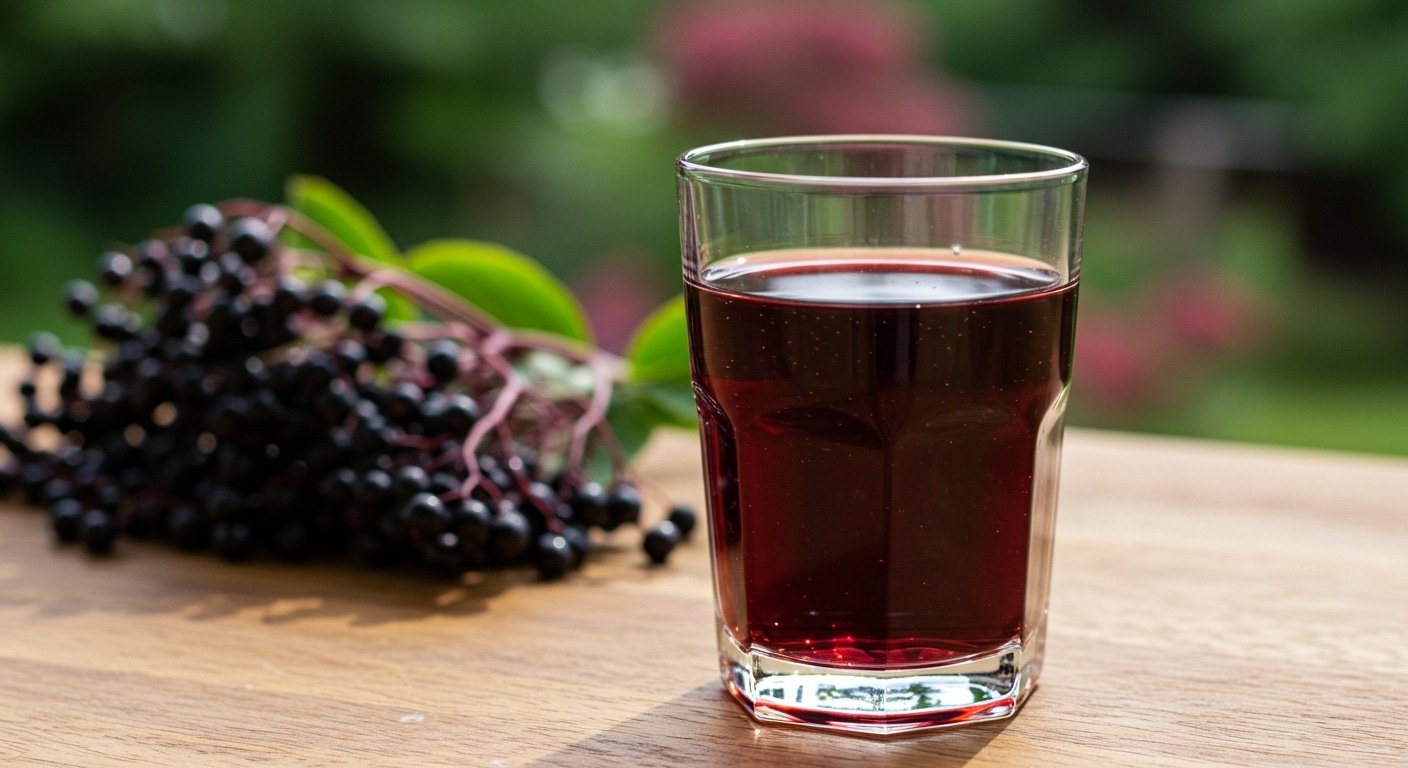 Elderberry Juice on A Table